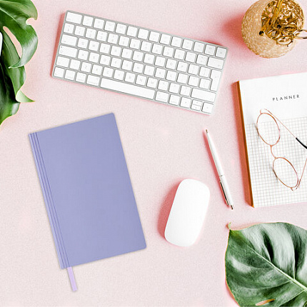 Блокнот А5 138x213мм BRAUBERG "Personal", под кожу, 80 листов, клетка, лавандовый, 116610