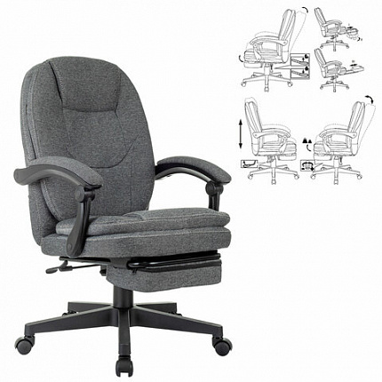 Кресло офисное CH-868MSG-BF, синхромеханизм, вибромодуль, подставка для ног, ткань, серое, 1998751