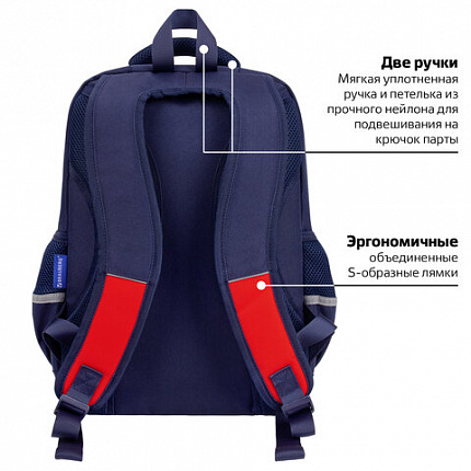 Рюкзак BRAUBERG STAR, 1 отделение, 5 карманов, "White eagle", синий, 40x29x13 см, 271427