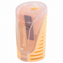 Точилка с контейнером BRAUBERG "CELL PASTEL", пастельные цвета ассорти, 272503