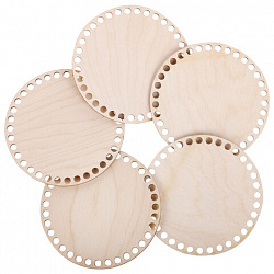 Донышки деревянные для вязания круглые, 5 шт., диаметр 15 см, BRAUBERG HOBBY, 665315