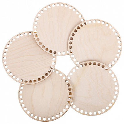 Донышки деревянные для вязания круглые, 5 шт., диаметр 15 см, BRAUBERG HOBBY, 665315