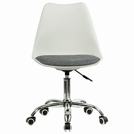 Кресло стул BRABIX "Eames MG-310 CH", хром, пластик белый, ткань серая, 532924