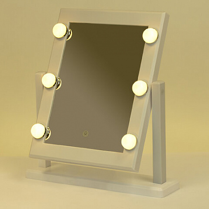 Зеркало для макияжа гримерное, 6 LED-ламп, 3 режима свечения, размер 21х29 см, работа от USB или 4хAA, цвет белый, WBZ (ВБЗ), 609334
