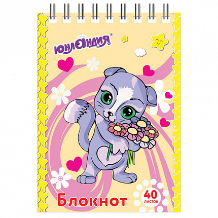 Блокнот МАЛЫЙ ФОРМАТ А7 75х105 мм, 40 л., гребень, картон, клетка, ЮНЛАНДИЯ, "МУЛЬТЯШКИ", 129860