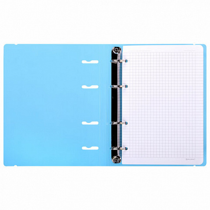 Тетрадь на кольцах А5 175х220мм, 120л, пластик, с резинкой, BRAUBERG, Синий, 404617