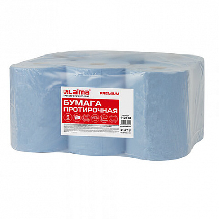 Бумага протирочная 130 м, LAIMA (Система W1) PREMIUM, 2-слойные, 500 листов в рулоне размером 23х26 см, КОМПЛЕКТ 6 рулонов, 112513