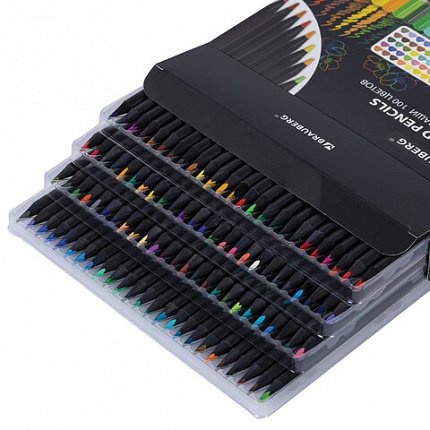 Карандаши цветные чёрное дерево BRAUBERG BLACK WOOD, 100 цветов, мягкий грифель 3 мм, 182045