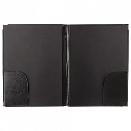 Папка адресная из кожзама без надписи, формат А4, 33х25х2 см, черная