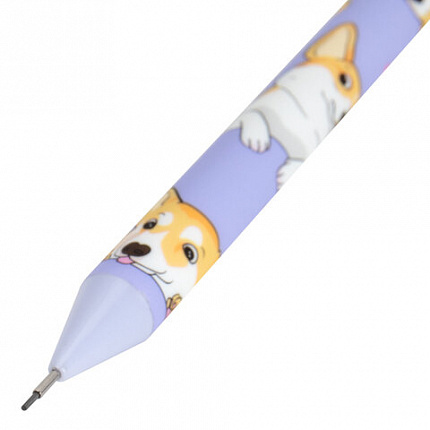 Карандаш механический 0,7 мм с принтом FUNSTER "CORGI", корпус soft-touch ассорти, 182060