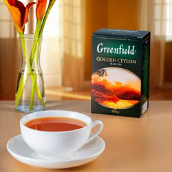 Чай листовой GREENFIELD "Golden Ceylon" черный цейлонский крупнолистовой 200 г, 0791-10