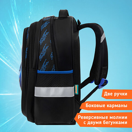 Рюкзак SNOOBAG (СНУБЭГ) FLOSSY, 2 отделения, 3 кармана, "Гонки", объемный дизайн, 40х28х18 см, 274442