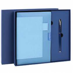 Ежедневник в наборе с ручкой А5, 144x210 мм, BRAUBERG "Style" под кожу, 160 листов, синий, 116862