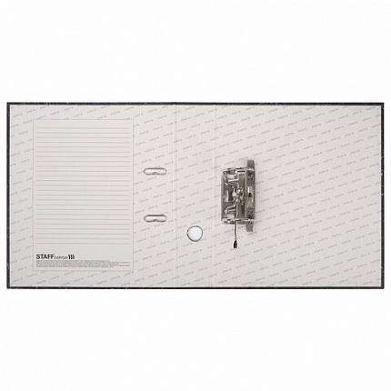 Папка-регистратор STAFF "EVERYDAY" с мраморным покрытием, 70 мм, без уголка, черный корешок, 224616