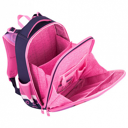 Ранец BRAUBERG PREMIUM, 2 отделения, с брелоком, "Paw prints", велюровая панель, 38х29х16 см, 273098