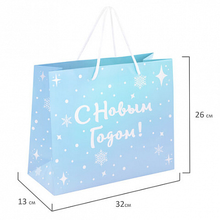 Пакет подарочный (1 шт.) новогодний, 26х13х32 см, "Сияние", ГОЛОГРАФИЯ, ассорти 4 дизайна, ЗОЛОТАЯ СКАЗКА, 592426