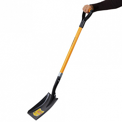 Лопата совковая стальная 23х28 см, ОБЩАЯ ДЛИНА 115 см, черенок стекловолокно, V-ручка, RABBITEX (РАББИТЕКС) "FIBERGLASS", 700484