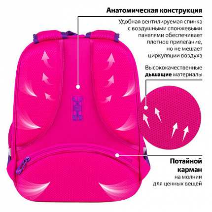 Ранец BRAUBERG FIT, 2 отделения, "Wonderful night", 3D-панель, 38х27х14 см, 270616