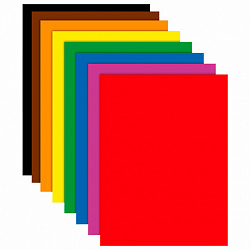 Цветная бумага А4 2-сторонняя офсетная, 8 листов, 8 цветов, на скобе, BRAUBERG, 200х283 мм, "Дождик", 116625