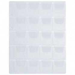 Листы-вкладыши для альбома "OPTIMA" на 20 монет d до 40 мм, КОМПЛЕКТ 10 шт., 200х250 мм, ПВХ, STAFF, 238083