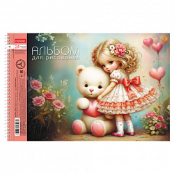 Альбом для рисования А4 24 л., спираль, обложка картон, HATBER, 198х300 мм, "Нежная любовь" (5 видов), 085258, 24А4Всп