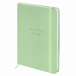 Ежедневник недатированный с резинкой А5 145х203 мм, BRAUBERG, твердый, 160 л., "Minimal", зеленый, 116303