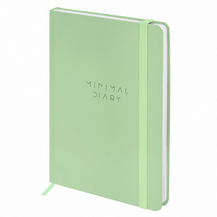 Ежедневник недатированный с резинкой А5 145х203 мм, BRAUBERG, твердый, 160 л., "Minimal", зеленый, 116303
