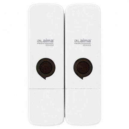 Дозатор двойной 2 х 0,3 л для жидкого мыла/шампуня/геля LAIMA PREMIUM, НАЛИВНОЙ, белый, ABS-пластик, 609499