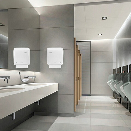 Диспенсер для полотенец в рулонах LAIMA PROFESSIONAL ORIGINAL (Система H1), механический, с автоотрезом листа, ABS-пластик, 605764