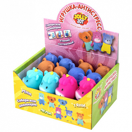 Игрушка-антистресс "ЖИВОТНЫЕ В КОСТЮМЧИКЕ", ассорти 6 видов, дисплей, JOLLY JOT (ДЖОЛЛИ ДЖОТ), 665787