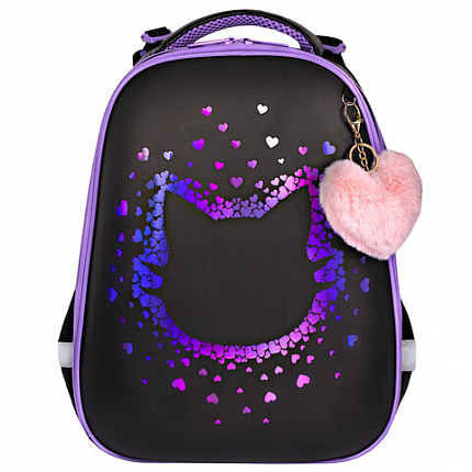 Ранец BRAUBERG SHINY, 2 отделения, с брелком, Pretty face, 38х28х14 см, 273142