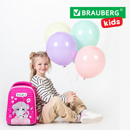 Ранец BRAUBERG KIDS START, 1 отделение, 2 кармана, "Девочка-аниме", 35х26х13 см, 272094