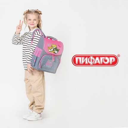 Ранец ПИФАГОР BASIC, 1 отделение, 3 кармана, эргономичная спинка, "Лучшая команда", 35х28х18 см, 272050