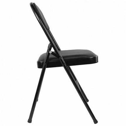 Стул складной BRABIX "Golf Plus CF-003 КОМФОРТ", черный каркас, кожзам черный, В КОРОБЕ, 533026