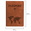 Обложка для паспорта "Passport Map", мягкая экокожа, коричневая, STAFF, 238876