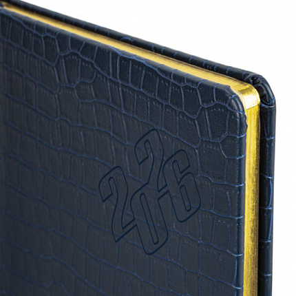 Еженедельник датированный 2026 А5 145х215 мм, BRAUBERG "Comodo", под кожу, темно-синий, 117167