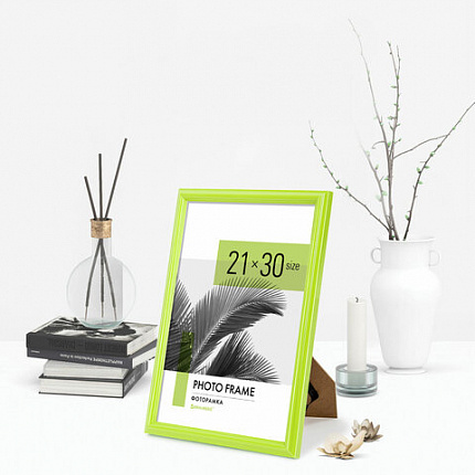 Рамка 21х30 см небьющаяся, багет 17,5 мм, пластик, BRAUBERG "Colorful", салатовая, 391244