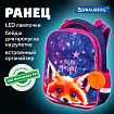 Ранец BRAUBERG PREMIUM, 2 отделения, с брелоком, "Милый лисенок", ЛАМПОЧКИ, 38х29х16 см, 272019