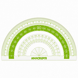 Набор чертежный ЮНЛАНДИЯ "ГЕОМЕТРИЯ" (линейка 18 см, 2 треугольника, транспортир), зеленая шкала, 210740