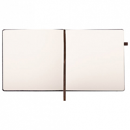 Скетчбук, слоновая кость 140 г/м2, 200х200 мм, 80 л., КОЖЗАМ, резинка, BRAUBERG ART CLASSIC, CROCO, коричневый, 116473