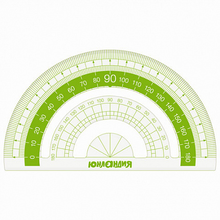 Набор чертежный ЮНЛАНДИЯ "ГЕОМЕТРИЯ" (линейка 18 см, 2 треугольника, транспортир), зеленая шкала, 210740