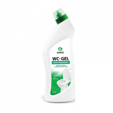 Средство для уборки санитарных помещений 750 мл, GRASS WC-GEL АНТИРЖАВЧИНА, кислотное, гель, 219175