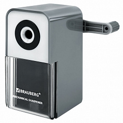Точилка механическая BRAUBERG CLASSIC, для чернографитных и цветных карандашей, корпус светло-серый, 272002