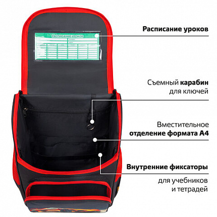 Ранец ПИФАГОР BASIC, 1 отделение, 3 кармана, эргономичная спинка, "Крутая тачка", 35х28х18 см, 272045