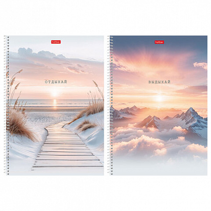 Тетрадь А4 96л. HATBER спираль, клетка, матовая ламинация, В моменте (микс в спайке),, 96Т4лВ1сп