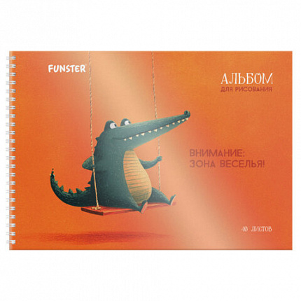 Альбом для рисования, пластиковая обложка, А4 40 л., гребень, FUNSTER (ФАНСТЕР), 210х297 мм, АССОРТИ (8 видов), 107684