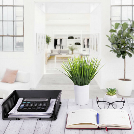 Лоток горизонтальный для бумаг BRAUBERG-MAXI, с пазами, А4 (358х272х75,5 мм), сетчатый, черный, 231141