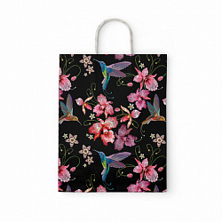 Крафт-пакет бумажный "Колибри" 22х12х25 см, с кручеными ручками, плотность 100 г/м2, белый, 115328