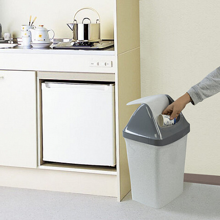 Ведро мусорное с КРЫШКОЙ (качающейся) 25 литров, "СВИНГ", 58х32х28 см, серое, IDEA, М 2463