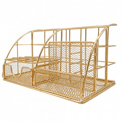 Органайзер для косметики и мелочей металлический 5 секций, MONTE VITA (МОНТЕ ВИТА), 140х220х127 мм, золото, 272477